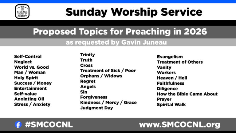 Which topics for 2026? Sunday Worship Service #smcocnl Dec. 21, 2025